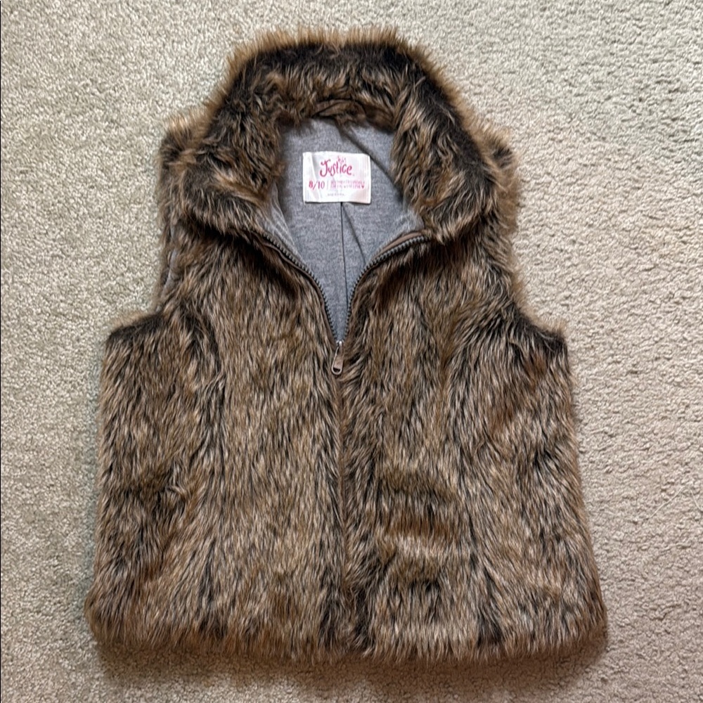 Justice Y2K girls faux fur vest - medium 8 / 10